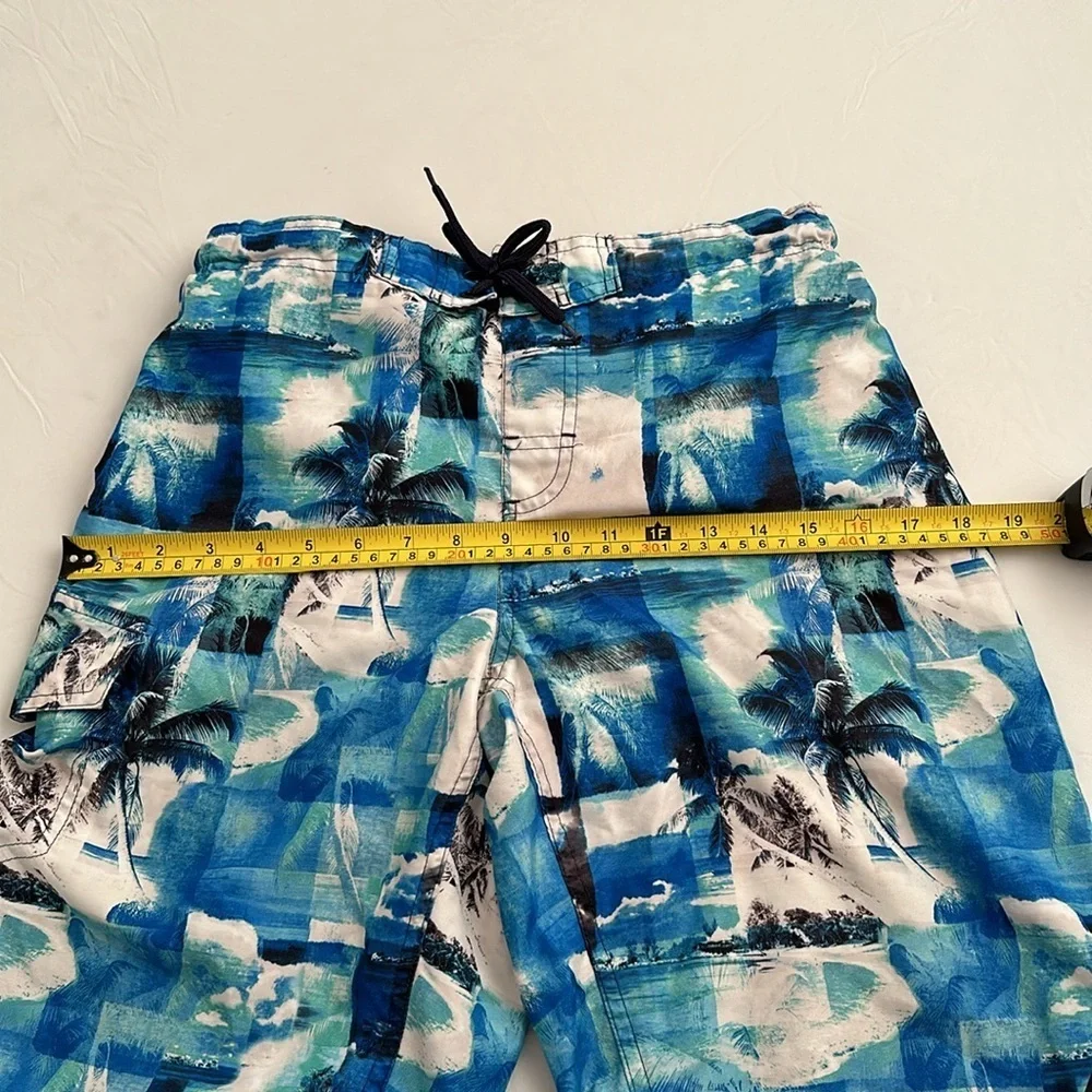 Laguna blue gray multicolor lightweight lined swim board trunks